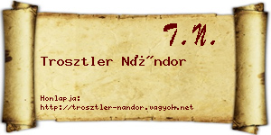 Trosztler Nándor névjegykártya
